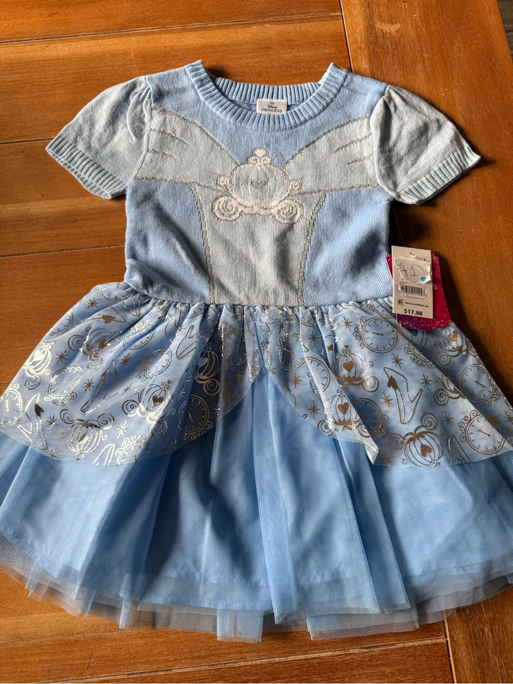 Girls Disney Princess Cinderella Cosplay Short Sleeve Sweater Dress